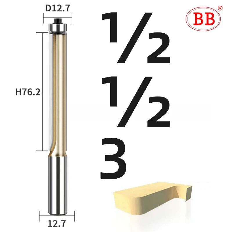 BB Router Bit Bearing Straight Flush Trimming Tool Woodworking 1/2 1/4
