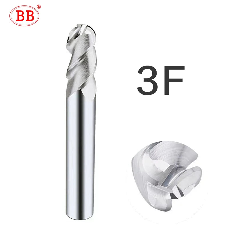 BB Ball Nose End Mill – 3 & 4 Flute Solid Carbide | R0.5–R10 | Finishing | BF2055 & BB2055