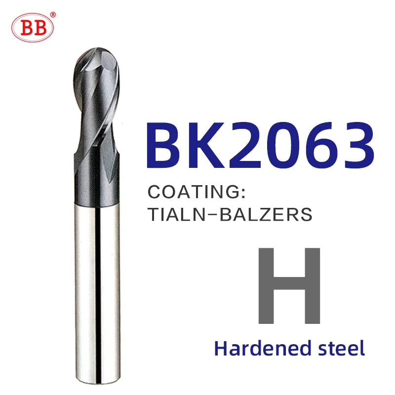 BB Ball Nose End Mill Tungsten Carbide Cutter CNC Router Bit Milling Tool R0.5-R10 2 Flute