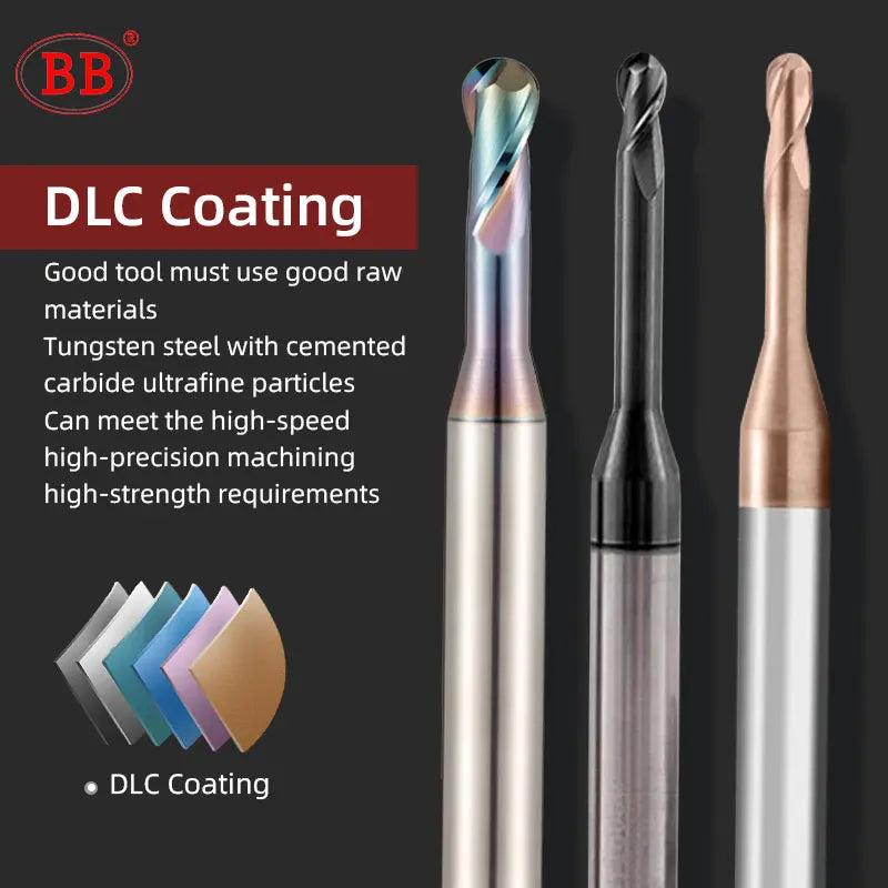 Fraise à boulets en carbure micro BB à long col (R0.1-R1.5, BB2055)