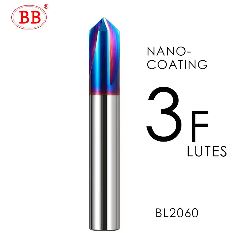BB Chamfer Milling Cutter Carbide Corner Countersink Chamfering Mill Deburring Edges V Groove Router 60 90 120 Degree 2 3 Flutes
