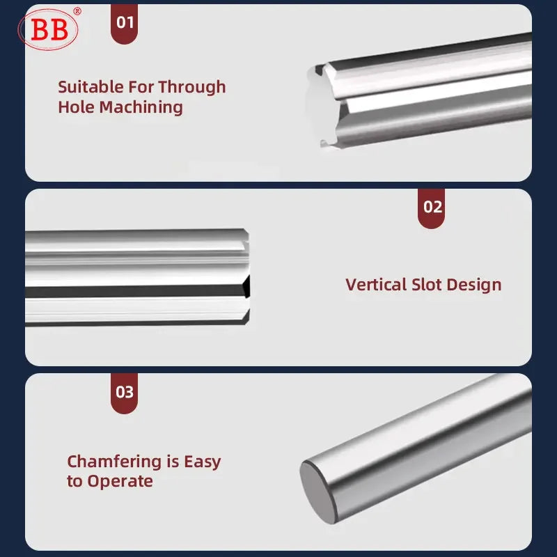BB Machine Reamer 2.91mm~7.42mm Straight Flute Solid Carbide Uncoated Tolerance Chucking Metal Cutter CNC for Aluminum