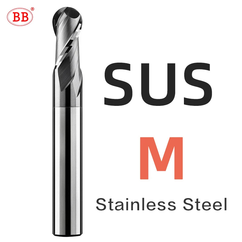 BB Ball Nose End Mill – DLC Coated Solid Carbide | R0.5–R6 | Aluminum Copper Stainless Steel | CNC Machining
