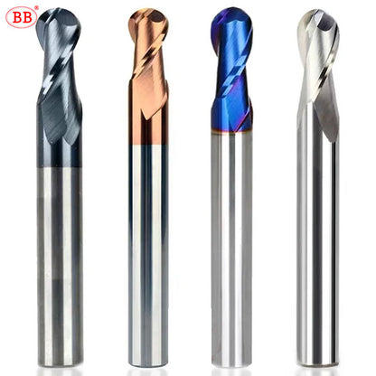 BB Ball Nose End Mill Tungsten Carbide Cutter CNC Router Bit Milling Tool R0.5-R10 2 Flute