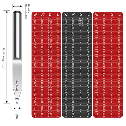 BB Flat Bottom Engraving Bits CNC Carving Tungsten Carbide Router PCB Wood Acrylic Plastic 3D Milling Cutter 3.175 4 6 20 Degree