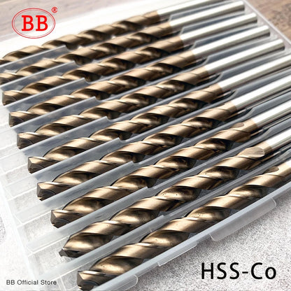 BB Cobalt Twist Drill Bit M35 HSSCO HSSE Metal Aluminum Copper Stainless Steel Wood Hole Tool Titanium 1mm-13mm Set 5/10Pcs
