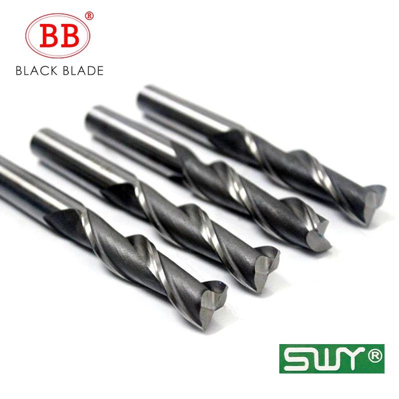 BB End Mill HSS 2 3 4 Flute CNC Teeth Cutter ISO Imperial Low Speed Machining Tool Metal Steel Plastic Diameter 1-15mm