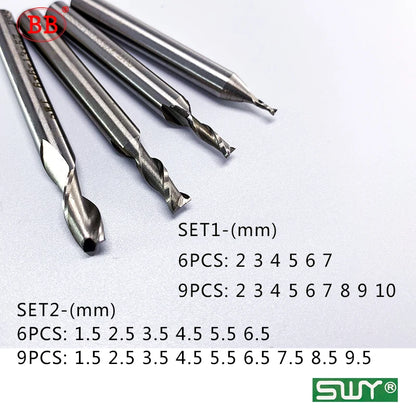 BB End Mill HSS 2 3 4 Flute CNC Teeth Cutter ISO Imperial Low Speed Machining Tool Metal Steel Plastic Diameter 1-15mm