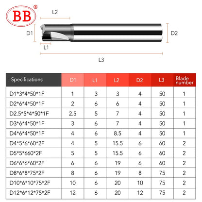 BB PCD Diamond Milling Cutter Carbon Fiber Fiberglass Bakelite Machining Tool CNC Carbide Engraving Bit Polycrystalline End Mill