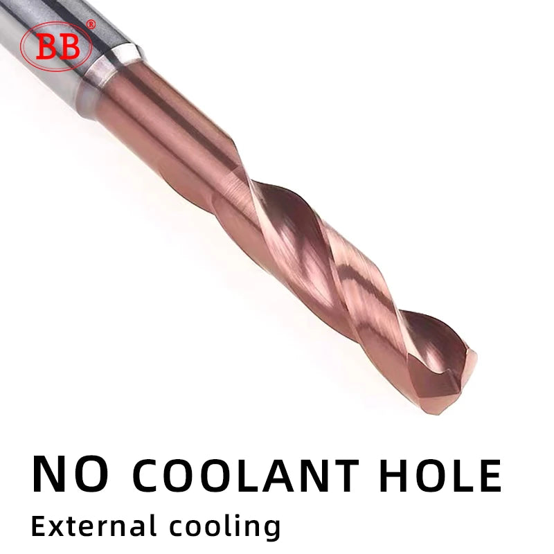 BB Carbide Drill 5xD with External Internal Cooling Inner Through Coolant Hole Parallel Shank 3.1mm 16mm Coated CNC Machine Tool