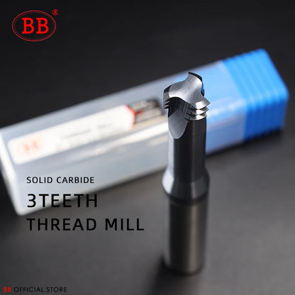 BB Thread Mill Coated Solid Carbide 3 Teeth Miniature ISO UNC UNF Pitch CNC Internal Machining Cutter Tool M3 M4 M5 M6 M8 Tap