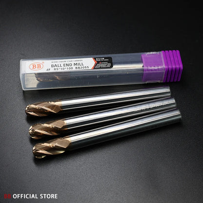 BB Ball Nose End Mill – 3 & 4 Flute Solid Carbide | R0.5–R10 | Finishing | BF2055 & BB2055