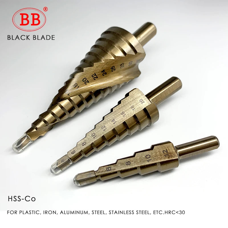BB Step Drill Bit HSS 4-12 4-20 4-32 Titanium Coated Cobalt Cone Spiral Straight Flute Steel Wood Metal Hole