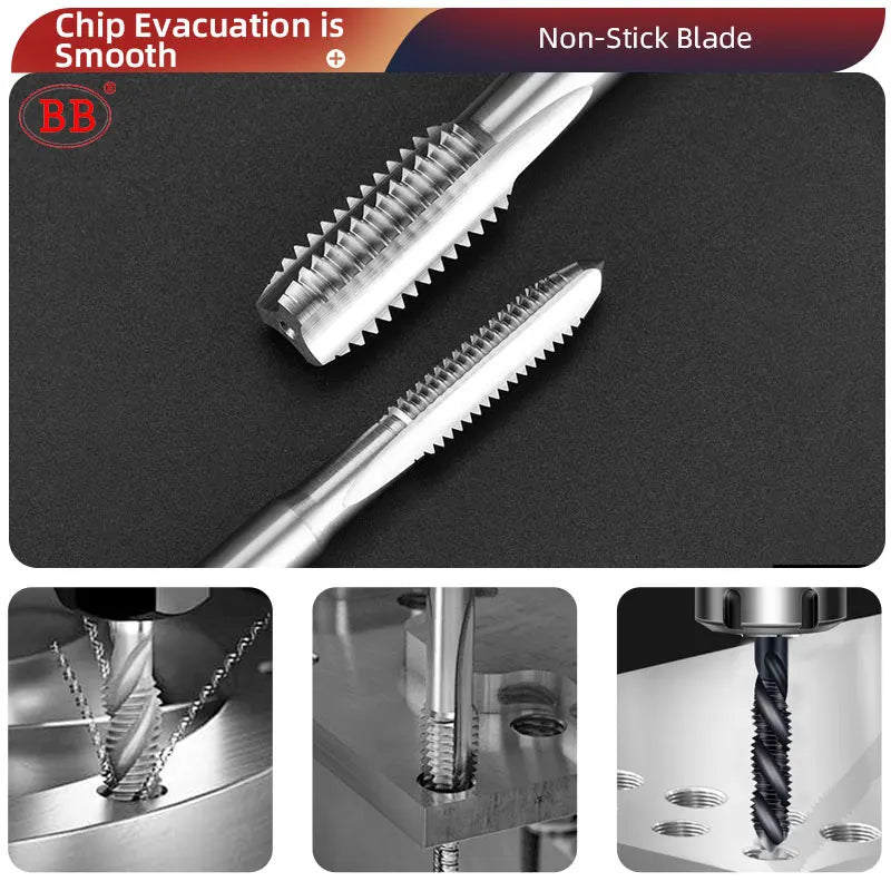 BB Machine Taps UNC UNF Inch Pitch CNC Hole Thread Tool Carbide Coated for Aluminum Steel