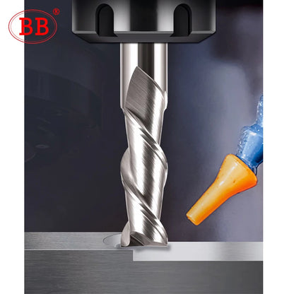 BB 2 Flutes Spiral End Mill CNC Machining Engraving Cutter Carbide Router Bit for Wood Aluminum Copper 0.1mm-20mm DIY Tool