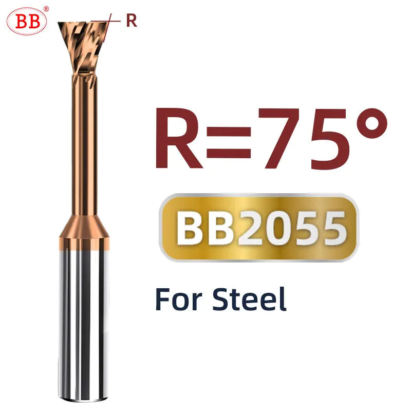 BB Carbide Dovetail Mill Cutter Spiral Flute CNC Slot Long Cutting Length Tool Diameter 1mm-20mm