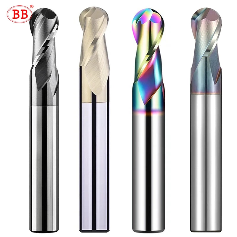 BB Ball Nose End Mill CNC Machining Cutter Solid Carbide Radius Tool DLC Coated for Alloy Aluminum Copper BC2055