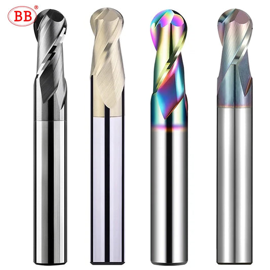 BB Ball Nose End Mill – DLC Coated Solid Carbide | R0.5–R6 | Aluminum Copper Stainless Steel | CNC Machining