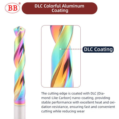 BB Solid Carbide Internal Cooling Drill DLC PRO Bit Hole Drilling 5xD Cutting CNC Tool for Aluminum Diameter 3.0-20mm