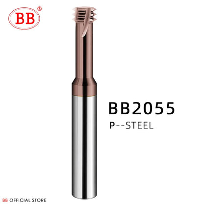 BB Thread Mill Coated Solid Carbide 3 Teeth Miniature ISO UNC UNF Pitch CNC Internal Machining Cutter Tool M3 M4 M5 M6 M8 Tap