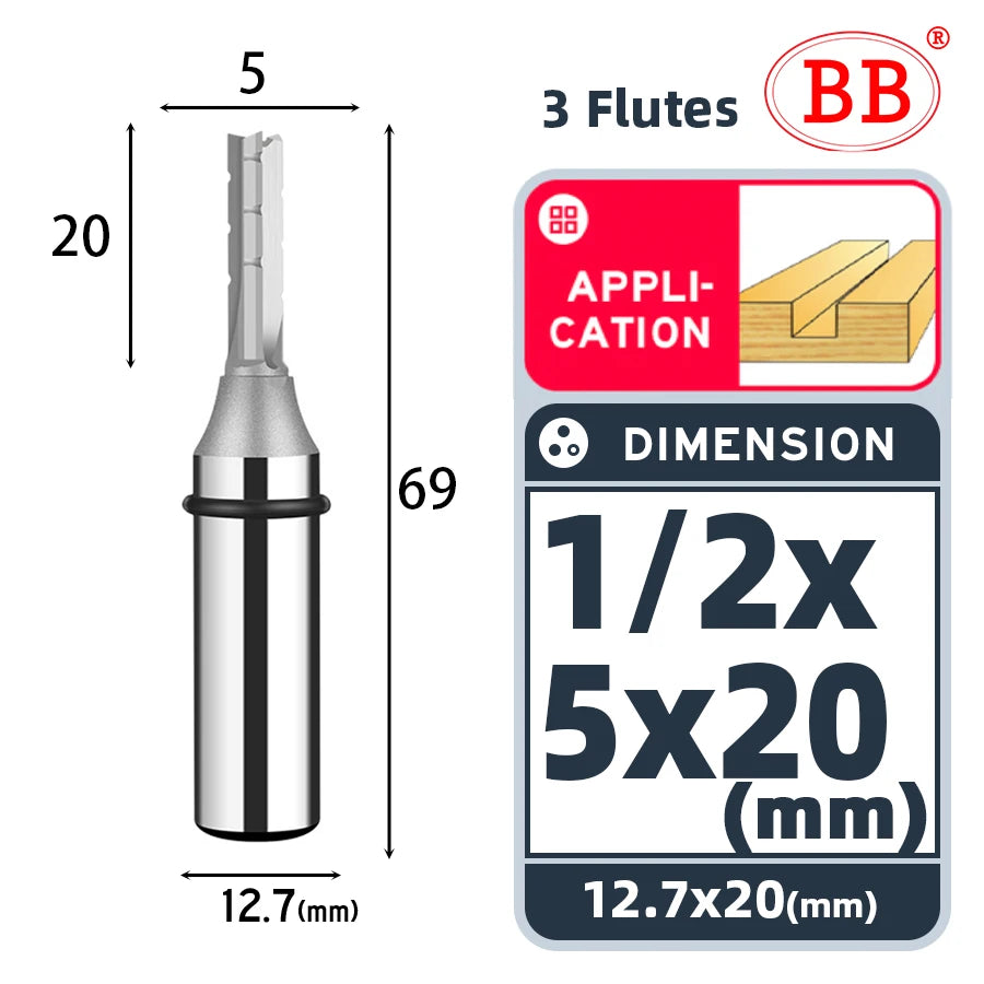 BB Straight Bit 1/4 1/2 Woodworking