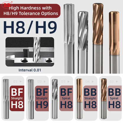 BB Drilling Reamer H8 H9 Straight and Spiral Flute for Metal Aluminum 2-20mm Tool