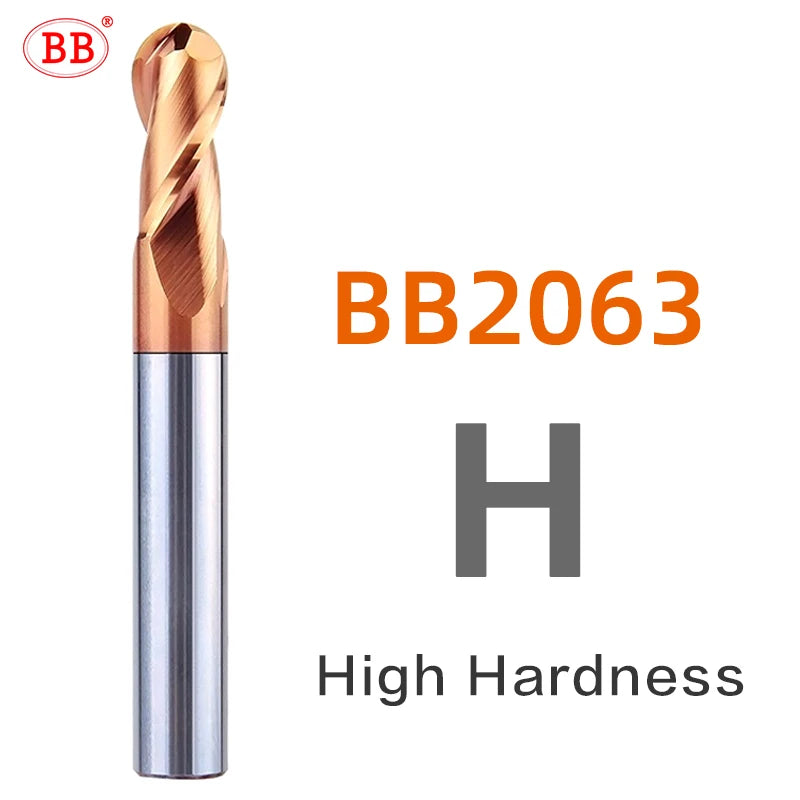 BB Ball Nose End Mill – DLC Coated Solid Carbide | R0.5–R6 | Aluminum Copper Stainless Steel | CNC Machining