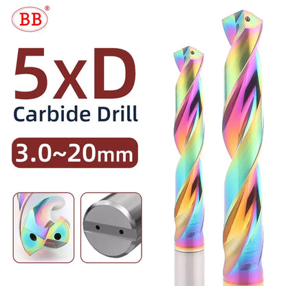 BB Solid Carbide Internal Cooling Drill DLC PRO Bit Hole Drilling 5xD Cutting CNC Tool for Aluminum Diameter 3.0-20mm