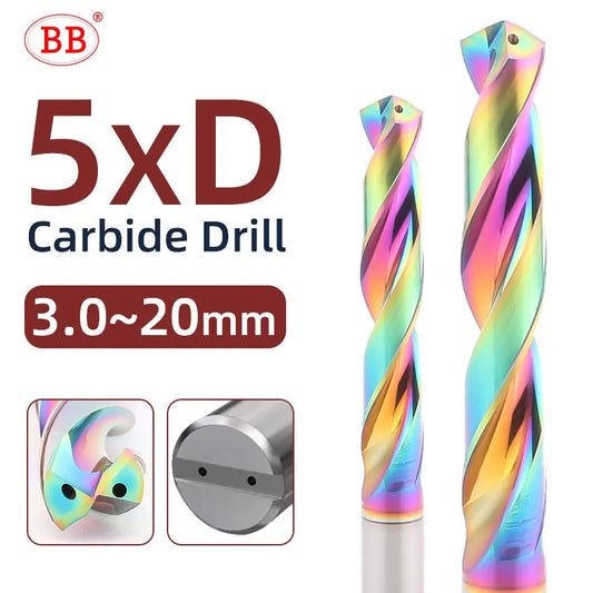 BB Solid Carbide Internal Cooling Drill DLC PRO Bit Hole Drilling 5xD Cutting CNC Tool for Aluminum Diameter 3.0-20mm
