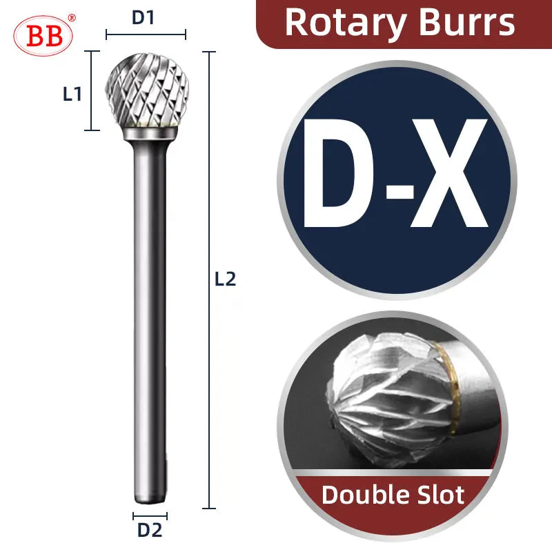 BB Rotary Files Carbide Burrs Deburring Milling Tool M Type 6mm 8mm 10mm Shank Grinder for Metal