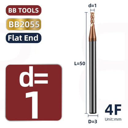 BB 3mm Shank Diameter Ball Nose & Flat End Mill Small Carbide Cutter CNC Machining