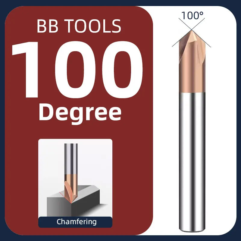 BB Chamfer End Mill CNC V Cutter Tip Angle 30 40 45 50 70 100 110 130 140 150 Degree for Metal Seel Aluminum