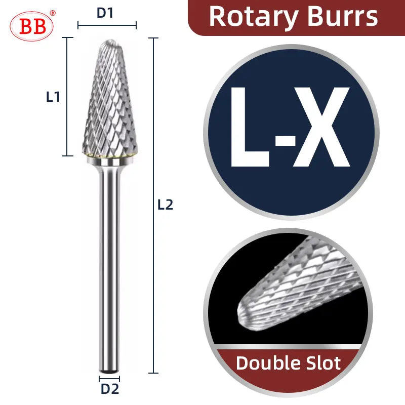 BB Rotary Files Carbide Burrs Deburring Milling Tool M Type 12mm 14mm 16mm Shank Grinder for Metal