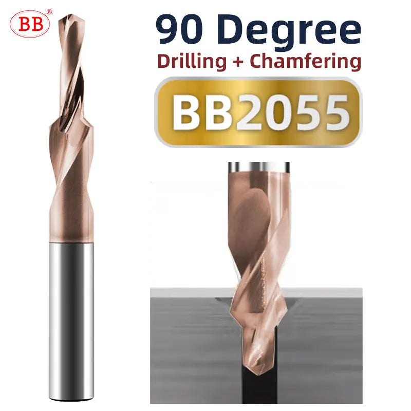 BB Step Drill 90 Degree for Steel CNC Precision Solid Carbide Drilling Tools Coated Screw Hole BB2055