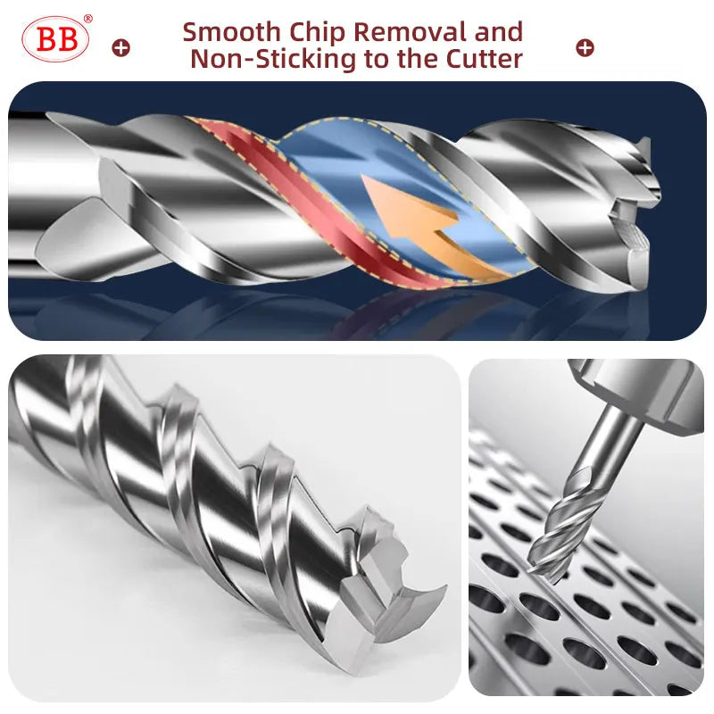 BB 3 Flutes Teeth 1.1mm~13.7mm Carbide End Mill CNC Cutter Decimal Point Diameter Aluminum Copper Mini Tool Wood Acrylic HRC55
