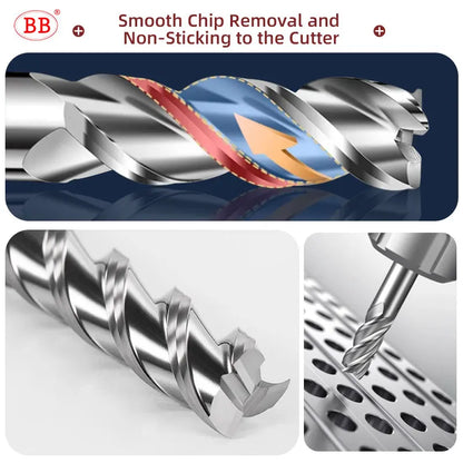 BB 3 Flutes Teeth 1.1mm~13.7mm Carbide End Mill CNC Cutter Decimal Point Diameter Aluminum Copper Mini Tool Wood Acrylic HRC55