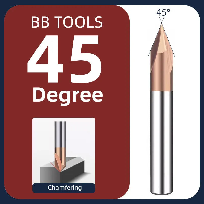 BB Chamfer End Mill CNC V Cutter Tip Angle 30 40 45 50 70 100 110 130 140 150 Degree for Metal Seel Aluminum