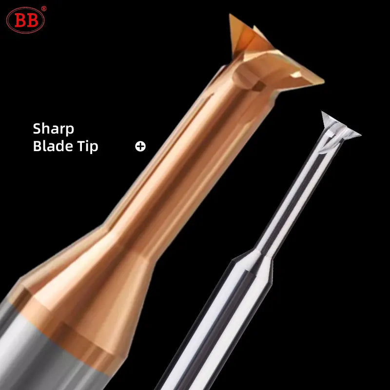 BB Carbide Dovetail Mill Cutter Spiral Flute CNC Slot Long Cutting Length Tool Diameter 1mm-20mm
