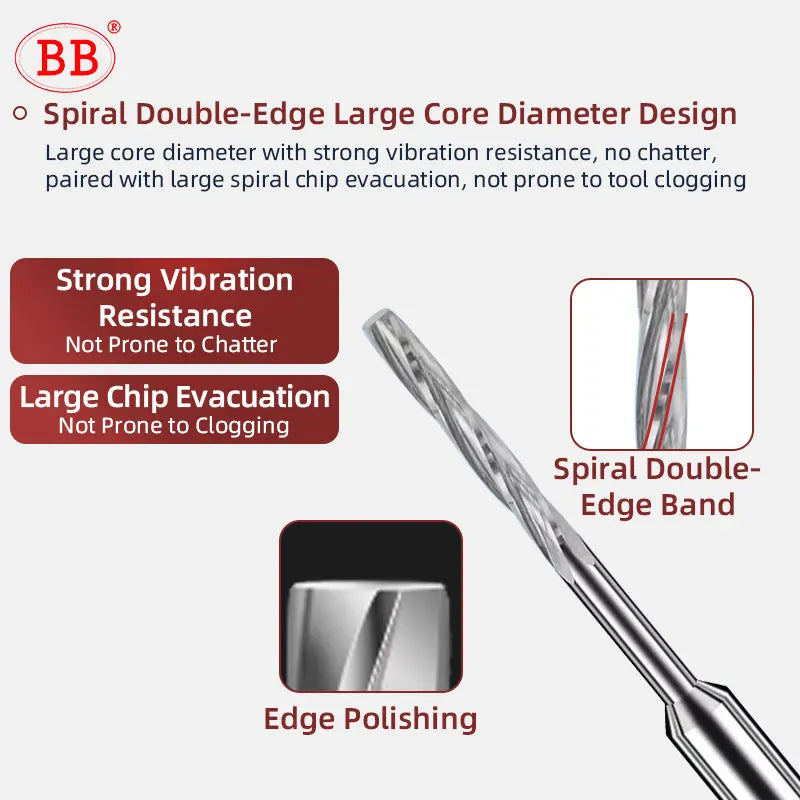 BB Machine Reamer 0.5mm-2.22mm Micro Carbide Spiral Flute Bright PRO CNC External Cooling D4 for Aluminum Small Hole Making