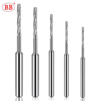 BB Machine Reamer 0.5mm-2.22mm Micro Carbide Spiral Flute Bright PRO CNC External Cooling D4 for Aluminum Small Hole Making
