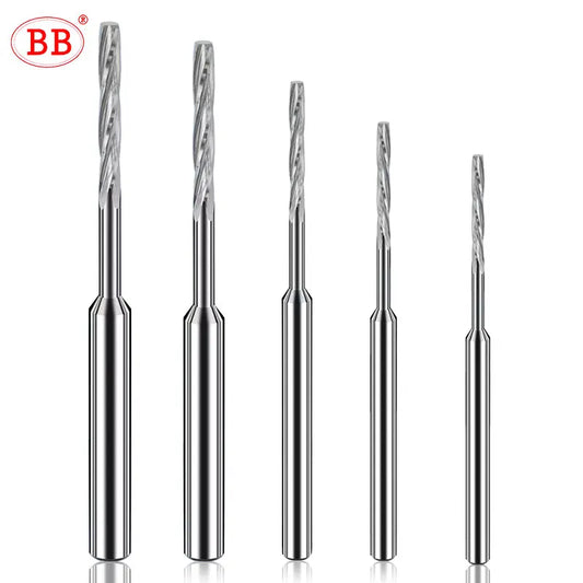 BB Machine Reamer 0.5mm-2.22mm Micro Carbide Spiral Flute Bright PRO CNC External Cooling D4 for Aluminum Small Hole Making