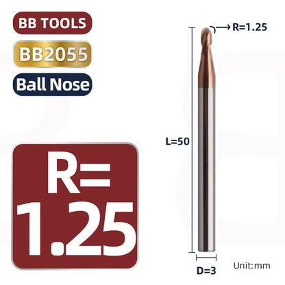 BB 3mm Shank Diameter Ball Nose & Flat End Mill Small Carbide Cutter CNC Machining