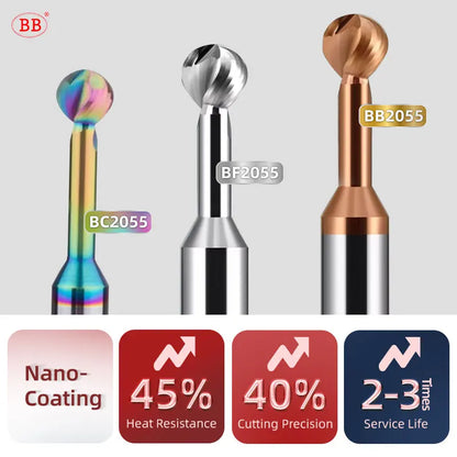 BB Ball T Shape Cutter Undercutting 3D Arc Ball Nose Tool R2 R3 R4 R5 R6 Wood Plastic Metal BC2055 BB2055