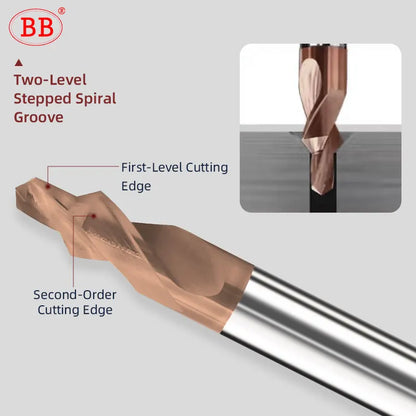 BB Step Drill 90 Degree for Steel CNC Precision Solid Carbide Drilling Tools Coated Screw Hole BB2055
