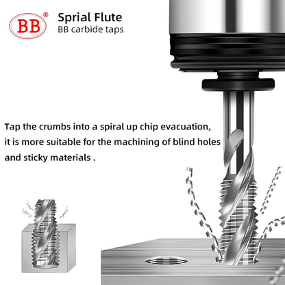 BB CNC Carbide Tap Spiral Straight Flute Fluteless Machine Thread Forming Coated Hardness M2 M3 M4 M5 M6 Metal Tool 1PCS