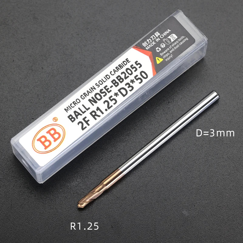 BB 3mm Shank Diameter Ball Nose & Flat End Mill Small Carbide Cutter CNC Machining