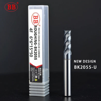 BB Roughing End Mill Solid Carbide CNC Machining 3 Flutes 4 Teeth for Metal Steel Iron Aluminum MDF Acrylic Wood Copper Plastic