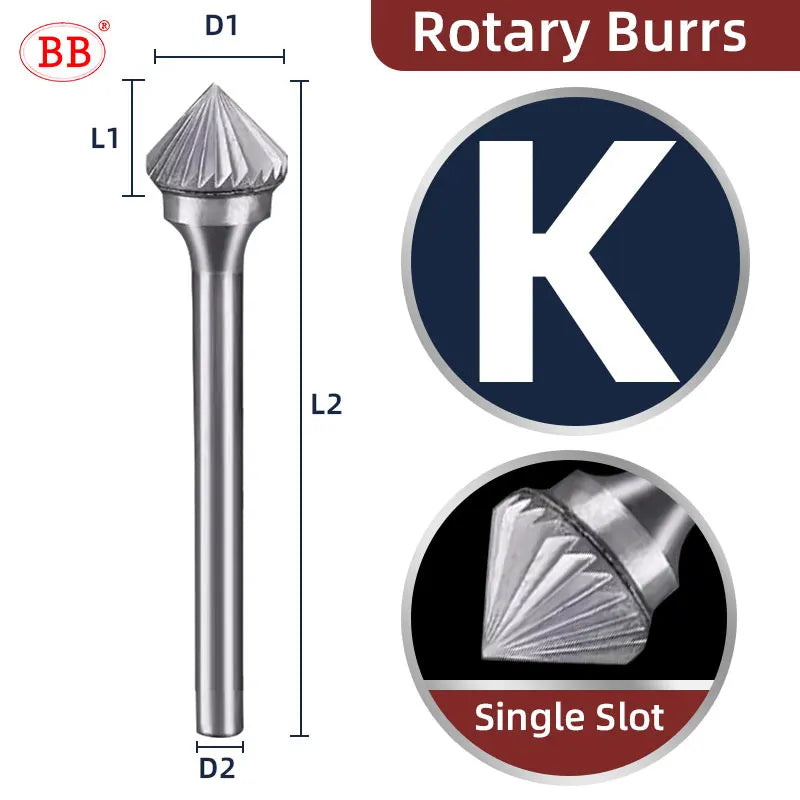 BB Rotary Files Carbide Burrs Deburring Milling Tool M Type 12mm 14mm 16mm Shank Grinder for Metal