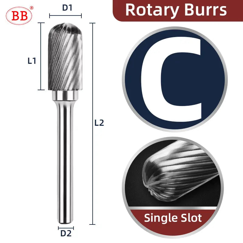 BB Rotary Files Carbide Burrs Deburring Milling Tool M Type 6mm 8mm 10mm Shank Grinder for Metal