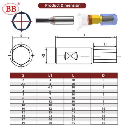 BB Rotary Broach Hexagon HSS-Co